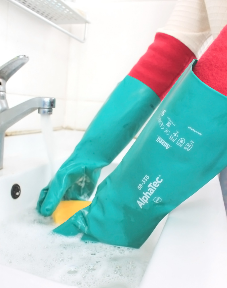 丁腈橡膠耐用洗碗家用清潔防水手套(圖4)